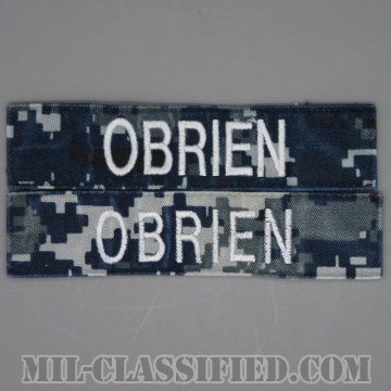 OBRIEN [NWU Type1/シルバー刺繍/海軍ネームテープ/生地テープパッチ/中古1点物（2枚セット）]画像