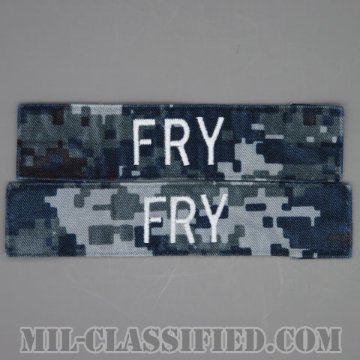 FRY [NWU Type1/シルバー刺繍/海軍ネームテープ/生地テープパッチ/中古1点物（2枚セット）]画像