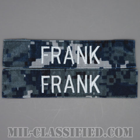 FRANK [NWU Type1/シルバー刺繍/海軍ネームテープ/生地テープパッチ/中古1点物（2枚セット）]の画像