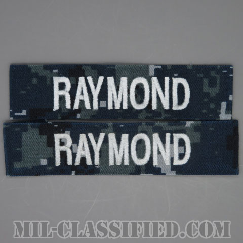 RAYMOND [NWU Type1/シルバー刺繍/海軍ネームテープ/生地テープパッチ/中古1点物（2枚セット）]の画像