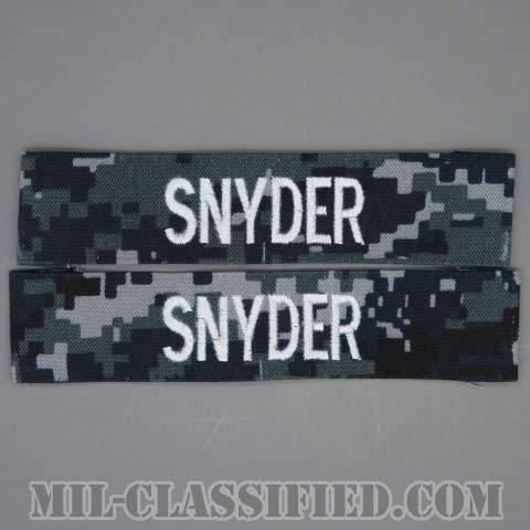 SNYDER [NWU Type1/シルバー刺繍/海軍ネームテープ/生地テープパッチ/中古1点物（2枚セット）]の画像