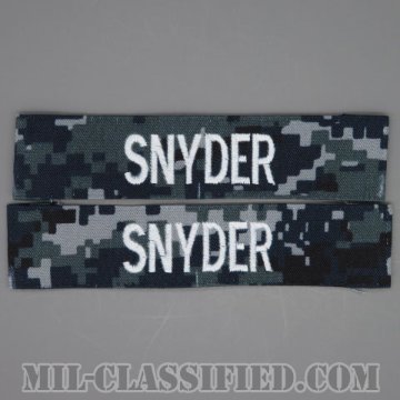 SNYDER [NWU Type1/シルバー刺繍/海軍ネームテープ/生地テープパッチ/中古1点物（2枚セット）]画像