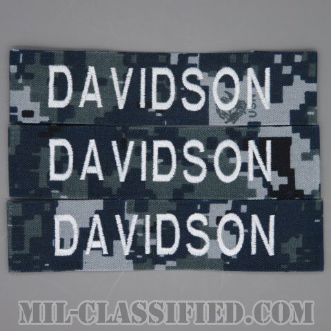 DAVIDSON [NWU Type1/シルバー刺繍/海軍ネームテープ/生地テープパッチ/中古1点物（3枚セット）]の画像