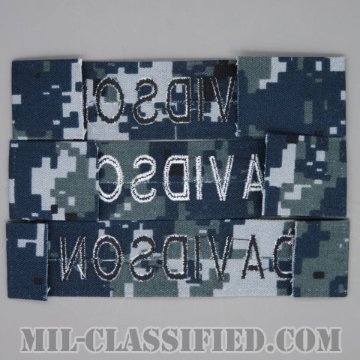 DAVIDSON [NWU Type1/シルバー刺繍/海軍ネームテープ/生地テープパッチ/中古1点物（3枚セット）]の画像