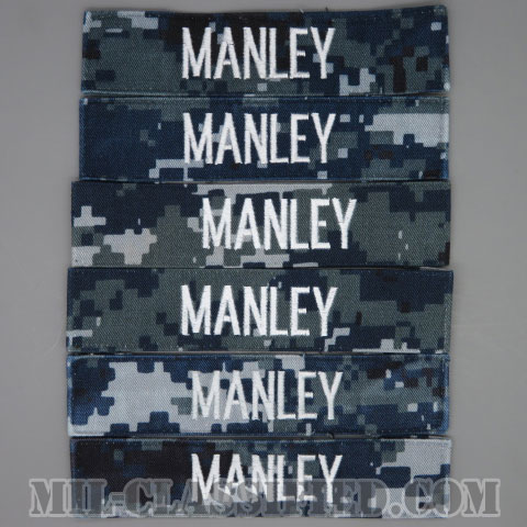 MANLEY [NWU Type1/シルバー刺繍/海軍ネームテープ/生地テープパッチ/中古1点物（6枚セット）]の画像