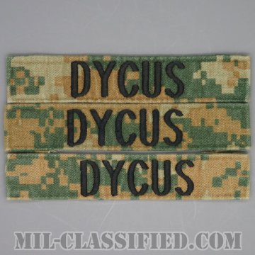 DYCUS [MARPAT/ウッドランド/海兵隊ネームテープ/生地テープパッチ/中古1点物（3枚セット）]画像