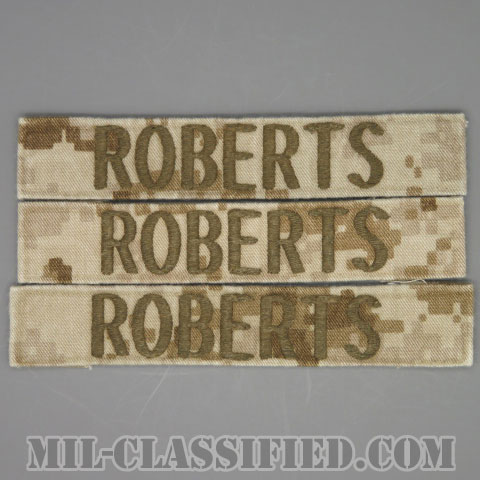 ROBERTS [MARPAT/デザート/海兵隊ネームテープ/生地テープパッチ/中古1点物（3枚セット）]の画像