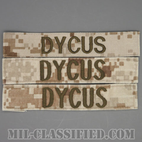 DYCUS [MARPAT/デザート/海兵隊ネームテープ/生地テープパッチ/中古1点物（3枚セット）]の画像