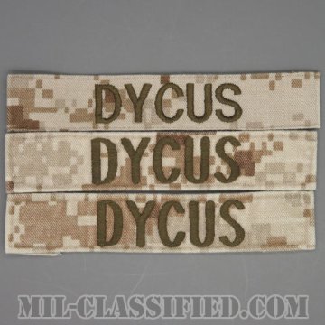 DYCUS [MARPAT/デザート/海兵隊ネームテープ/生地テープパッチ/中古1点物（3枚セット）]画像