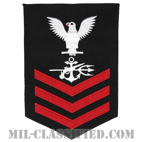 一等兵曹（二・三等兵曹共通） 特殊戦闘員（Special Warfare Operator）[ネイビーブルー（レッド）/Male（男性用）/腕章（Rating Badge）階級章]の画像