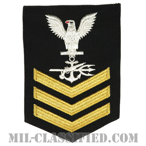 一等兵曹（二・三等兵曹共通） 特殊戦闘員（Special Warfare Operator）[ネイビーブルー（ゴールド）/Male（男性用）/腕章（Rating Badge）階級章]の画像