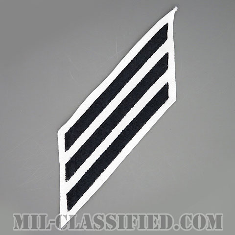 年功章 3連(勤続12年)（Service Stripe, Hash Mark）[ホワイト/海軍サービスストライプ（ハッシュマーク）/男性用（E1-E6）/パッチ]画像