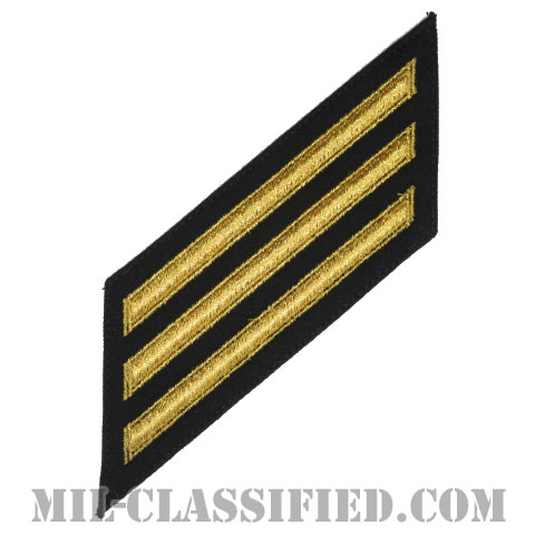 年功章 3連(勤続12年)（Service Stripe, Hash Mark）[ネイビーブルー（ゴールド）/海軍サービスストライプ（ハッシュマーク）/男性用（E1-E6）/パッチ]の画像