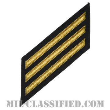 年功章 3連(勤続12年)（Service Stripe, Hash Mark）[ネイビーブルー（ゴールド）/海軍サービスストライプ（ハッシュマーク）/男性用（E1-E6）/パッチ]画像