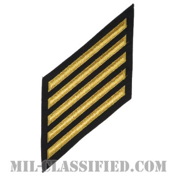年功章 5連(勤続20年)（Service Stripe, Hash Mark）[ネイビーブルー（ゴールド）/海軍サービスストライプ（ハッシュマーク）/男性用（E1-E6）/パッチ]画像