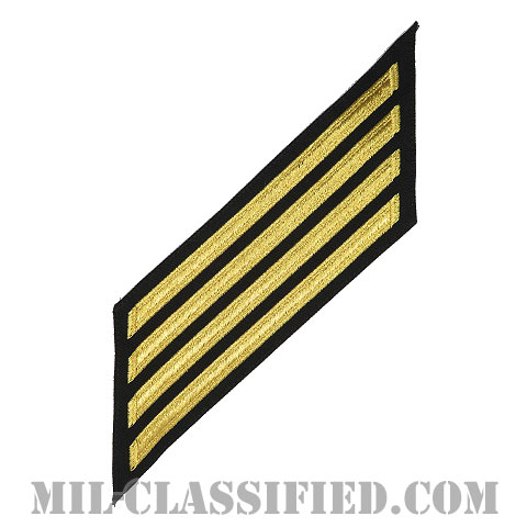 年功章 4連(勤続16年)（Service Stripe, Hash Mark）[ネイビーブルー（ゴールド）/海軍サービスストライプ（ハッシュマーク）/男性用（E7-E9 CPO）/パッチ]画像