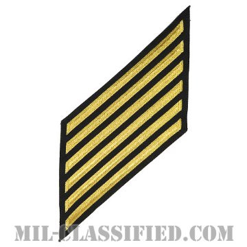 年功章 6連(勤続24年)（Service Stripe, Hash Mark）[ネイビーブルー（ゴールド）/海軍サービスストライプ（ハッシュマーク）/男性用（E7-E9 CPO）/パッチ]画像