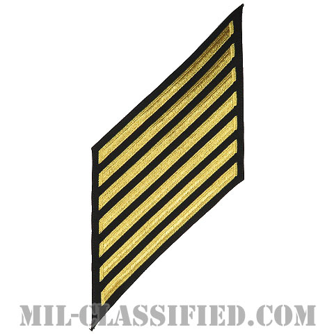 年功章 7連(勤続28年)（Service Stripe, Hash Mark）[ネイビーブルー（ゴールド）/海軍サービスストライプ（ハッシュマーク）/男性用（E7-E9 CPO）/パッチ]画像