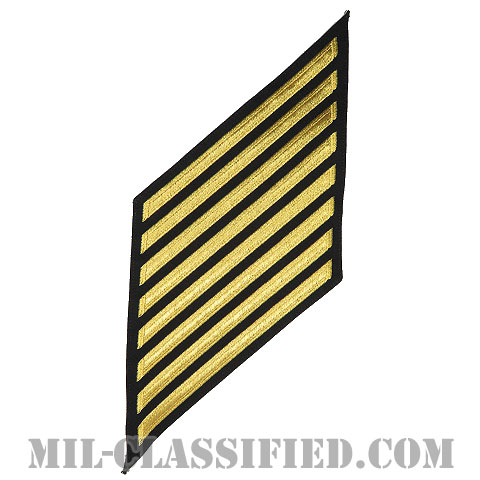 年功章 8連(勤続32年)（Service Stripe, Hash Mark）[ネイビーブルー（ゴールド）/海軍サービスストライプ（ハッシュマーク）/男性用（E7-E9 CPO）/パッチ]の画像