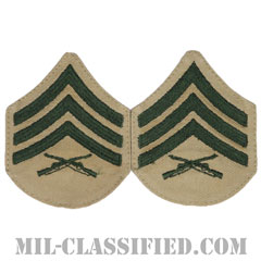 軍曹（Sergeant (Sgt)）[グリーン・カーキ/海兵隊階級章/Small（女性用）/パッチ/ペア（2枚1組）]画像