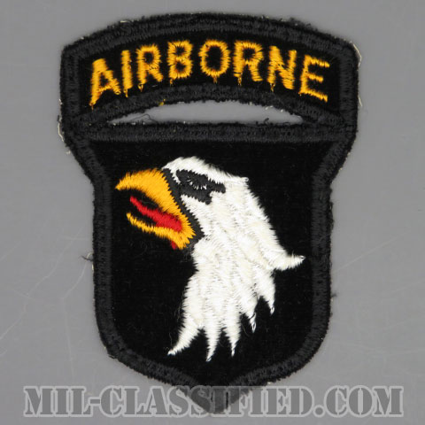 第101空挺師団（101st Airborne Division）[カラー/カットエッジ/パッチ/ベルベット生地/エアボーンタブ付ワンピースタイプ/中古1点物]の画像