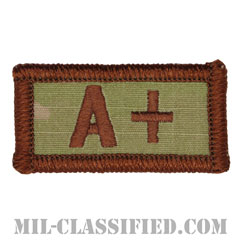 A+（A型/A POS）[OCP/ブラウン刺繍/血液型/ベルクロ付パッチ]の画像