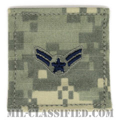 一等空兵（Airman First Class）[UCP（ACU）/空軍階級章/ブルー刺繍/ベルクロ付パッチ]画像
