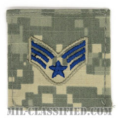 上等空兵（Senior Airman）[UCP（ACU）/空軍階級章/ブルー刺繍/ベルクロ付パッチ]画像