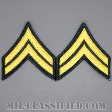 伍長（Corporal (CPL)）[カラー（グリーン）/メロウエッジ/階級章（男性用）/1969年ロット/パッチ/ペア（2枚1組）]の画像