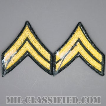 伍長（Corporal (CPL)）[カラー（グリーン）/メロウエッジ/階級章（男性用）/1969年ロット/パッチ/ペア（2枚1組）]画像