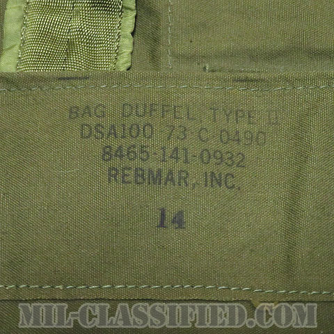 米軍 OD コットン製ダッフルバッグ 1973年ロット ナイロン製ダブルストラップ [1点物]画像