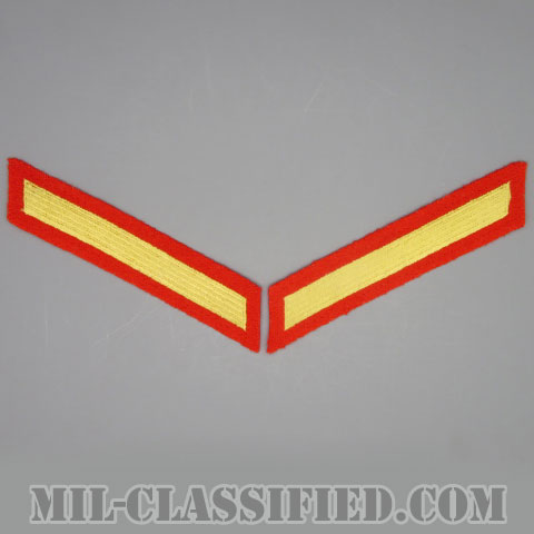 年功章 1連(勤続4年)（Service Stripe, Hash Mark）[ゴールド・レッド/海兵隊サービスストライプ（ハッシュマーク）/Large（男性用）/パッチ/ペア（2枚1組）中古1点物]の画像