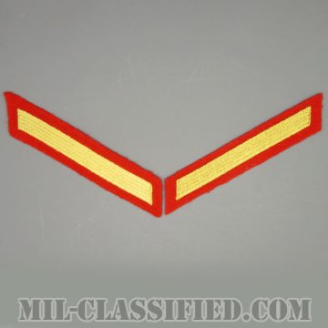 年功章 1連(勤続4年)（Service Stripe, Hash Mark）[ゴールド・レッド/海兵隊サービスストライプ（ハッシュマーク）/Large（男性用）/パッチ/ペア（2枚1組）中古1点物]画像