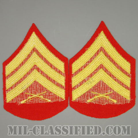 軍曹（Sergeant (Sgt)）[ゴールド・レッド/海兵隊階級章/Large（男性用）/パッチ/ペア（2枚1組）/中古1点物]画像