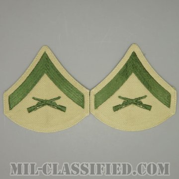 上等兵（Lance Corporal (LCpl)）[グリーン・カーキ/海兵隊階級章/Large（男性用）/パッチ/ペア（2枚1組）/中古1点物]の画像