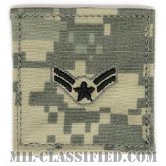 一等空兵（Airman First Class）[UCP（ACU）/空軍階級章/ブラック刺繍/ベルクロ付パッチ]画像