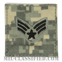 上等空兵（Senior Airman）[UCP（ACU）/空軍階級章/ブラック刺繍/ベルクロ付パッチ]画像