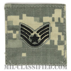軍曹（Staff Sergeant）[UCP（ACU）/空軍階級章/ブラック刺繍/ベルクロ付パッチ]画像
