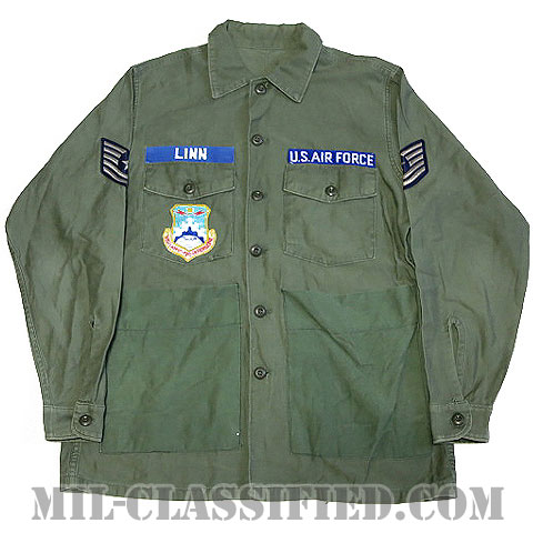 米軍 OG-107 コットン ユーティリティシャツ 3rdタイプ ポケット追加カスタム 1969年ロット フルパッチ（第4683航空基地群） [中古1点物]の画像