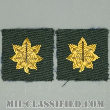 少佐（Major (MAJ)）[グリーン・ツイル生地/モール刺繍/階級章/パッチ/ペア（2枚1組）/1点物]画像