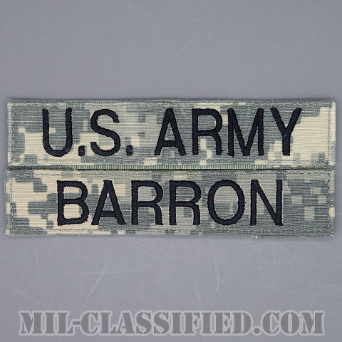U.S.ARMY / BARRON [UCP（ACU）/ブラック刺繍/ネームテープ/ベルクロ付パッチ/中古1点物（2枚セット）]画像