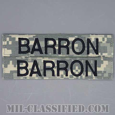 BARRON [UCP（ACU）/ブラック刺繍/ネームテープ/ベルクロ付パッチ/中古1点物（2枚セット）]画像
