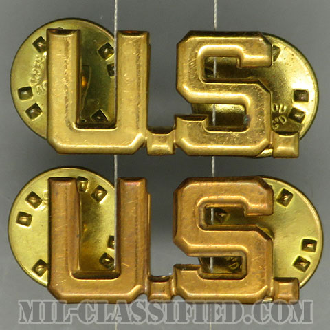 U.S.章（U.S. Letters Insignia）[カラー/兵科章（将校用）/バッジ/ペア（2個1組）/中古1点物]の画像