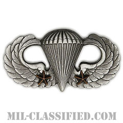 戦闘空挺章 (ベーシック) 降下2回（Combat Parachutist Badge, Basic, Two Jump）[カラー/燻し銀/バッジ]画像