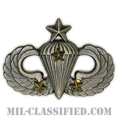 戦闘空挺章 (シニア) 降下3回（Combat Parachutist Badge, Senior, Three Jump）[カラー/燻し銀/バッジ]画像