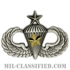 戦闘空挺章 (シニア) 降下5回（Combat Parachutist Badge, Senior, Five Jump）[カラー/燻し銀/バッジ]画像