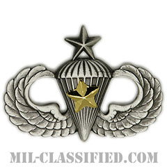 戦闘空挺章 (シニア) 降下5回（Combat Parachutist Badge, Senior, Five Jump）[カラー/燻し銀/バッジ]の画像