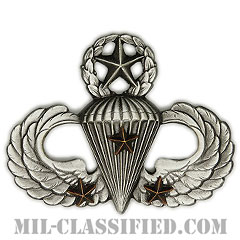 戦闘空挺章 (マスター) 降下3回（Combat Parachutist Badge, Master, Three Jump）[カラー/燻し銀/バッジ]の画像