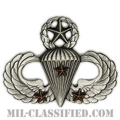 戦闘空挺章 (マスター) 降下3回（Combat Parachutist Badge, Master, Three Jump）[カラー/燻し銀/バッジ]画像