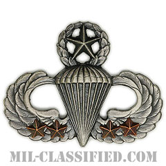戦闘空挺章 (マスター) 降下4回（Combat Parachutist Badge, Master, Four Jump）[カラー/燻し銀/バッジ]画像